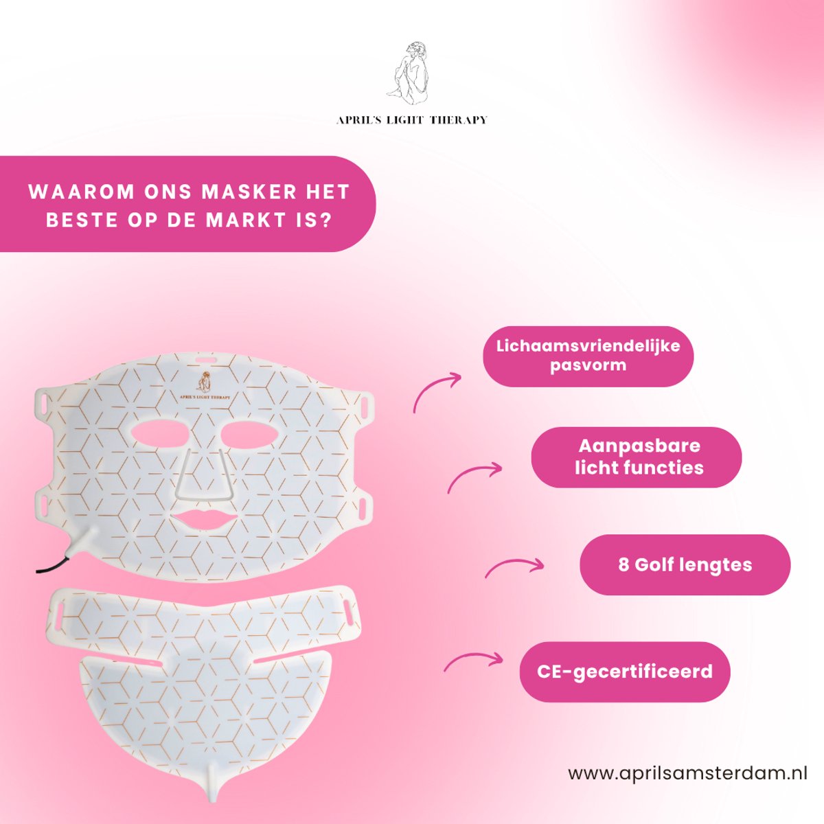 Image of Aprils® Light Therapy - Gezichts- & Nekmasker - Led Masker