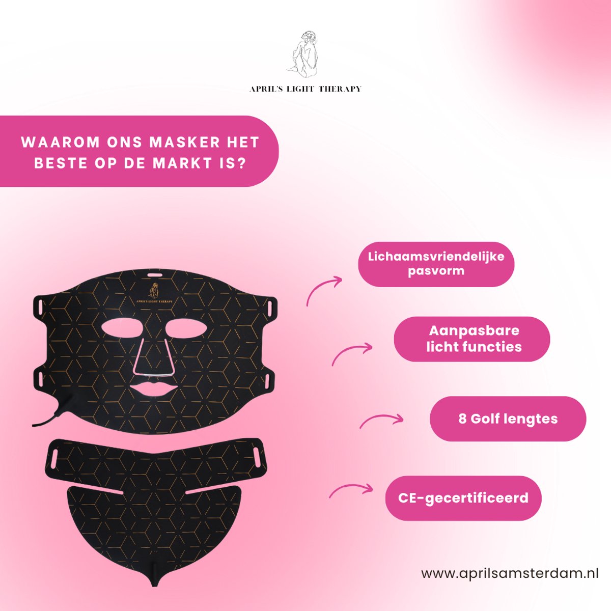 Image of Aprils® Light Therapy - Gezichts- & Nekmasker - Led Masker