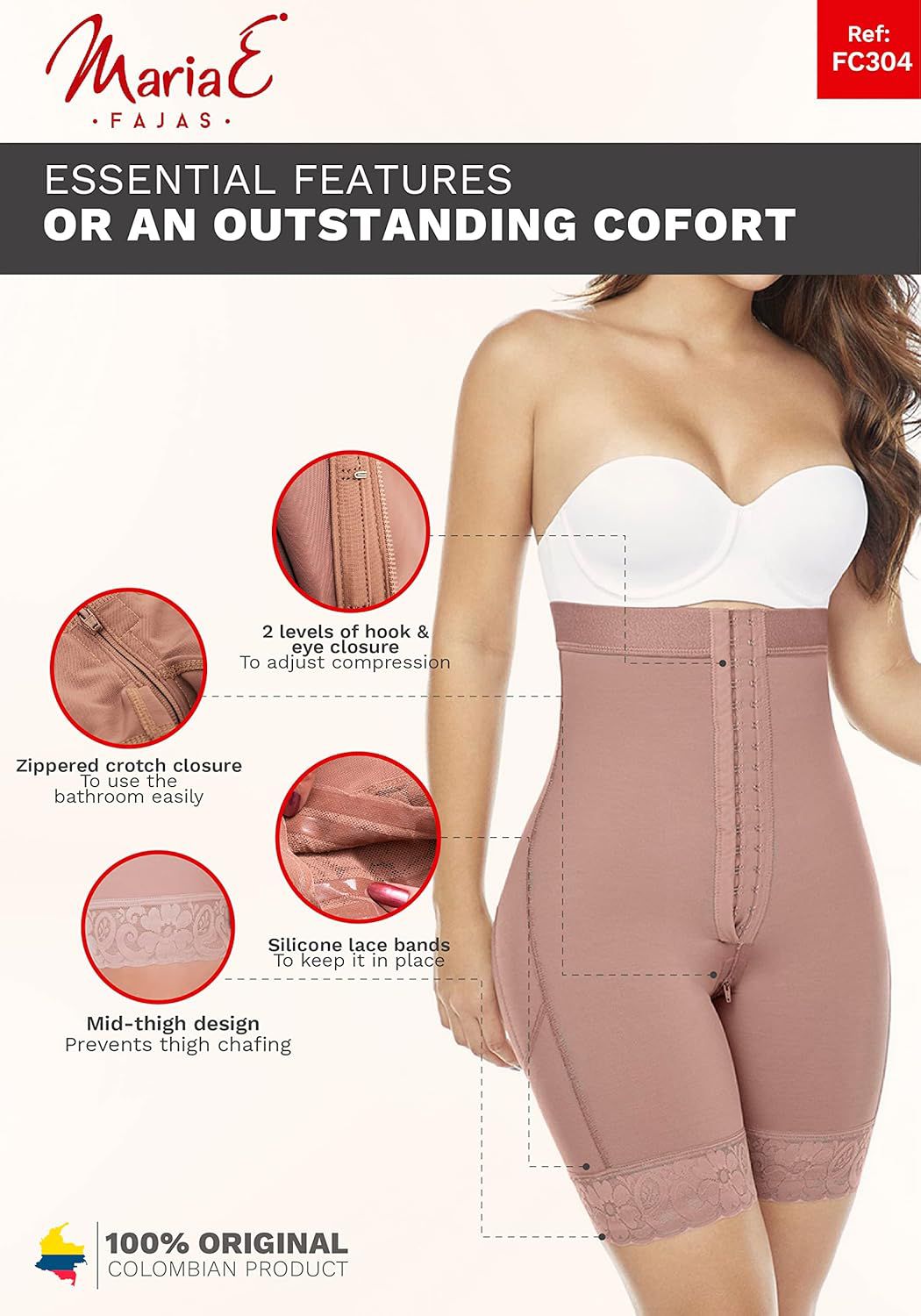 Image of MariaE FC304 Strapless Faja met Rits